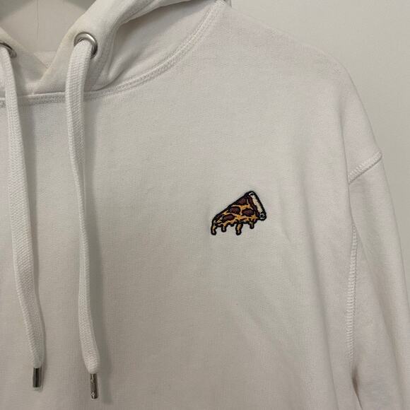 Forever 21 Pizza Slice White Hoodie Sweatshirt Size Large - Picture 2 of 6
